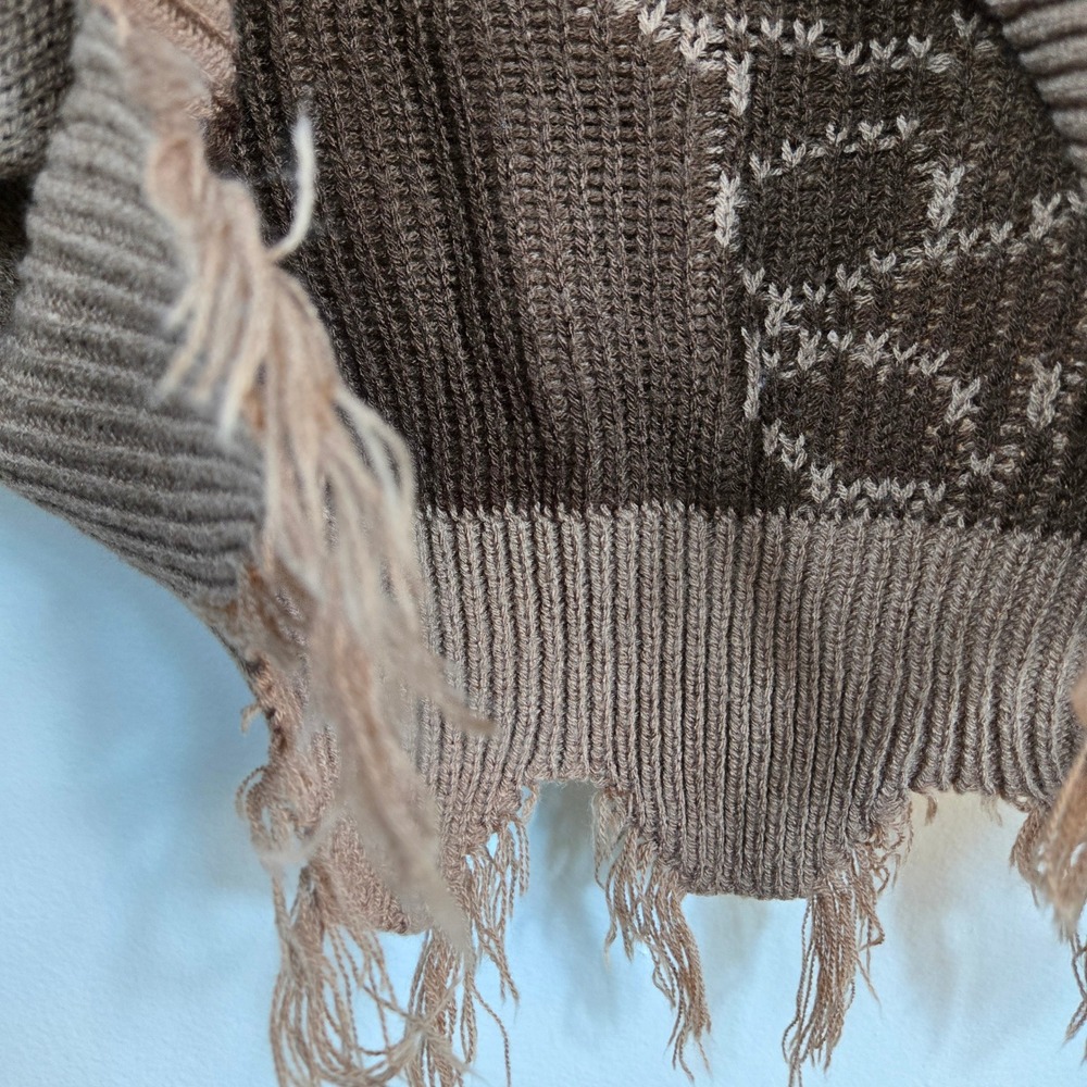 Just Polly Womens Brown Teddy Bear Grunge Distressed Oversized Sweater Small Y2K - Picture 7 of 7